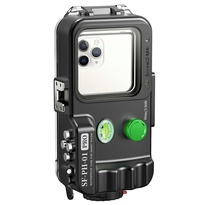 Etui Wodoodporne SEA FROGS, SF-PH-01-PRO, 40m adancime, negru, pentru telefoane pana la 175x85x9mm, set complet