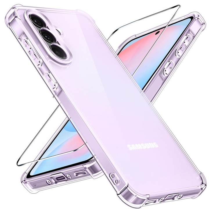 Husa pentru Samsung Galaxy A56 5G, Erbord Dropproof, transparenta + Sticla