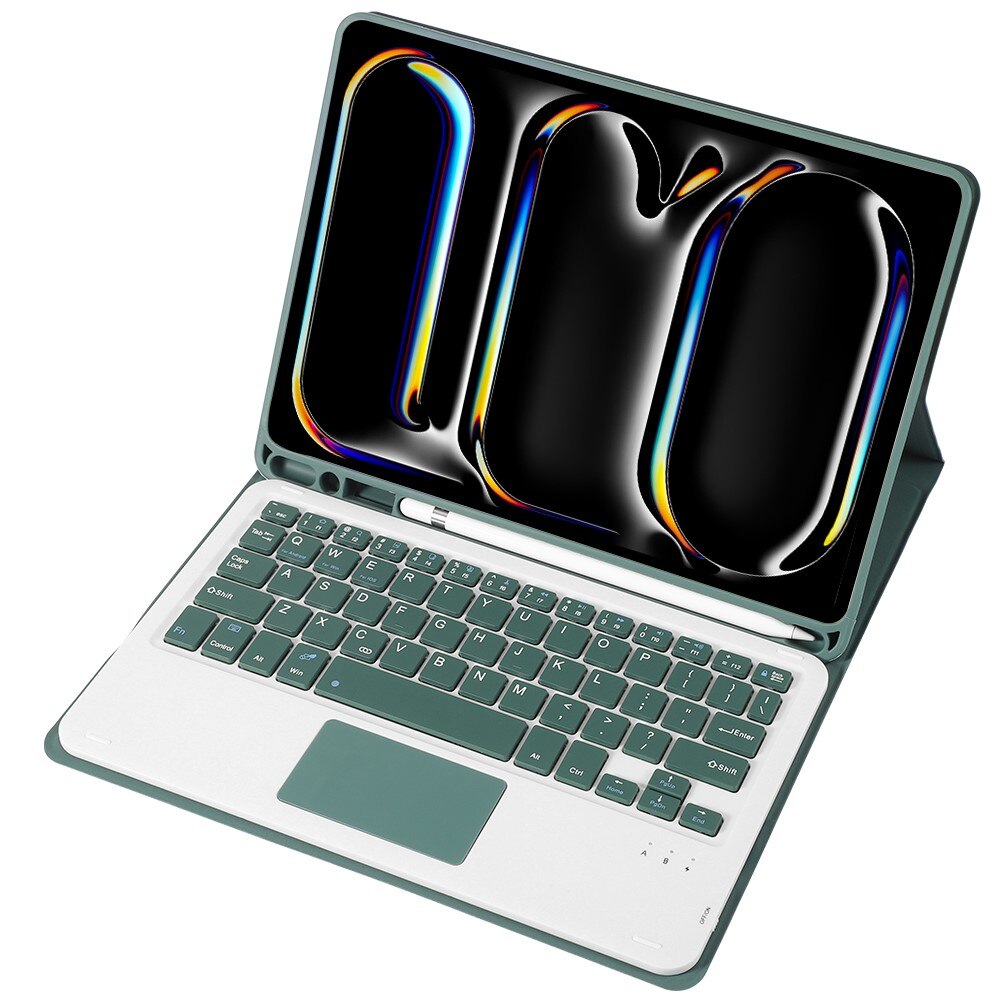 Etui cu tastatura pentru tableta, XGSM, 2 in 1, verde inchis, pentru iPad Pro 11" 2024 (5 gen.)