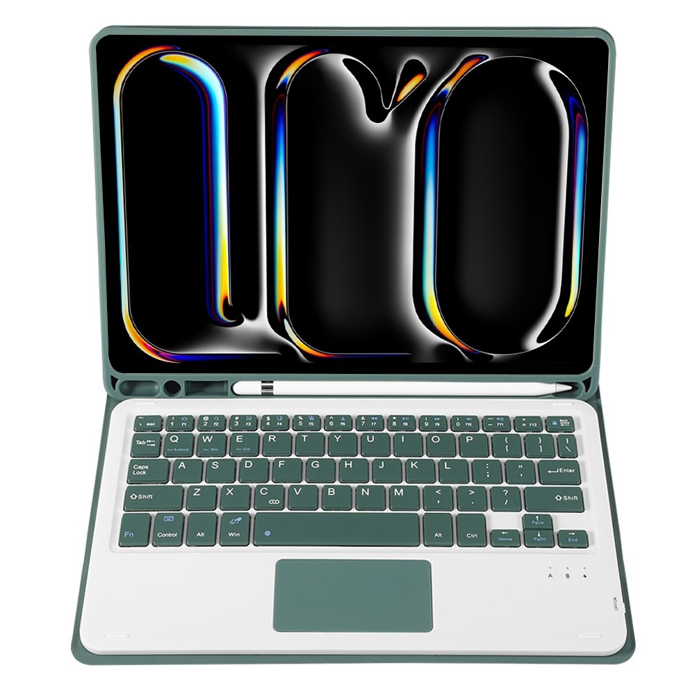 Etui cu tastatura pentru tableta, XGSM, 2 in 1, verde inchis, pentru iPad Pro 11" 2024 (5 gen.)