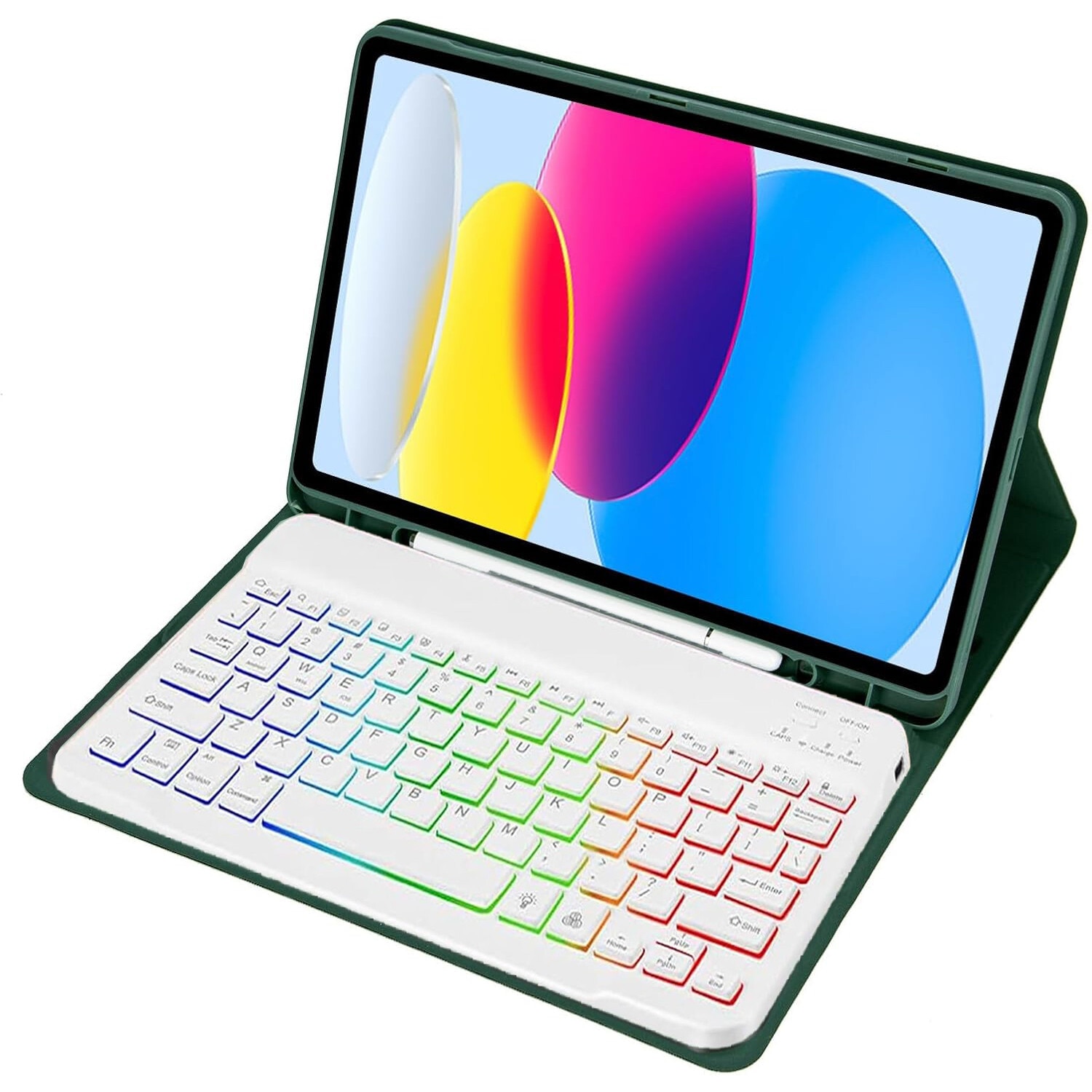 Husa cu tastatura bluetooth iluminata din spate pentru iPad 11 2025 A16 (a 11-a generatie) / iPad 10,9 2022 (a 10-a generatie), verde
