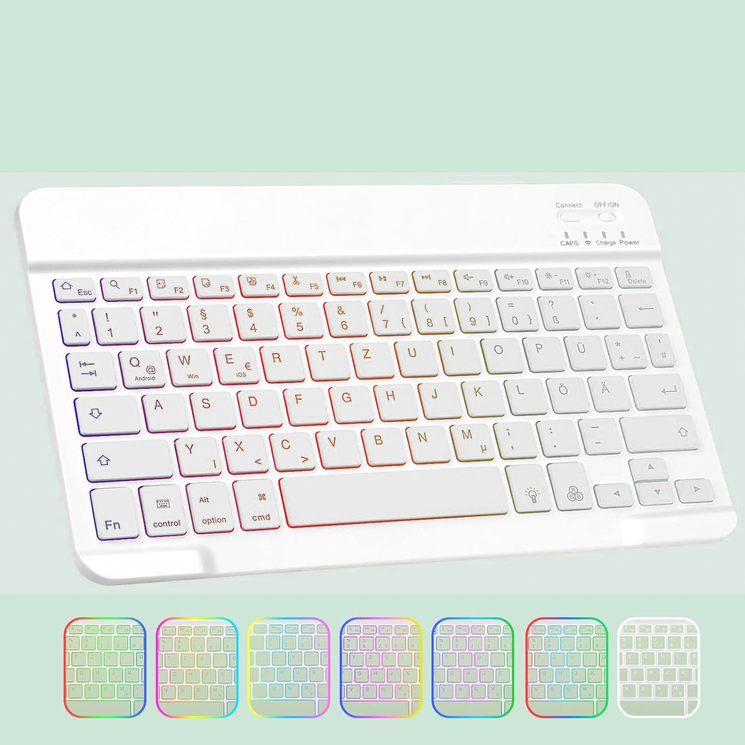 Husa cu tastatura bluetooth iluminata din spate pentru iPad 11 2025 A16 (a 11-a generatie) / iPad 10,9 2022 (a 10-a generatie), verde