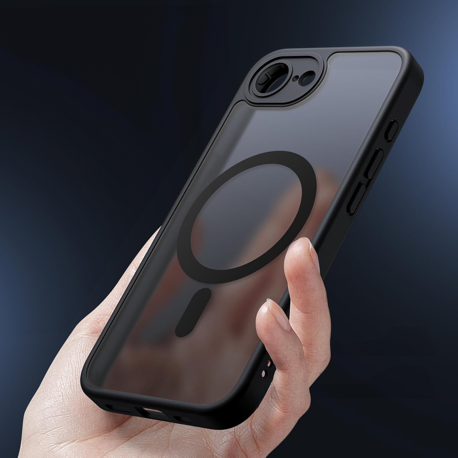 Husa telefon ERBORD pentru iPhone 16E, MagSafe, neagra + folie de protectie pentru ecran din sticla