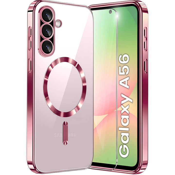Husa pentru Samsung Galaxy A56, Electro MagSafe, rose gold + Sticla de protectie 0.3mm