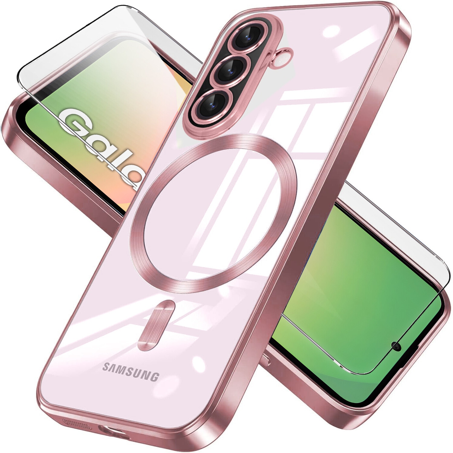 Husa pentru Samsung Galaxy A56, Electro MagSafe, rose gold + Sticla de protectie 0.3mm