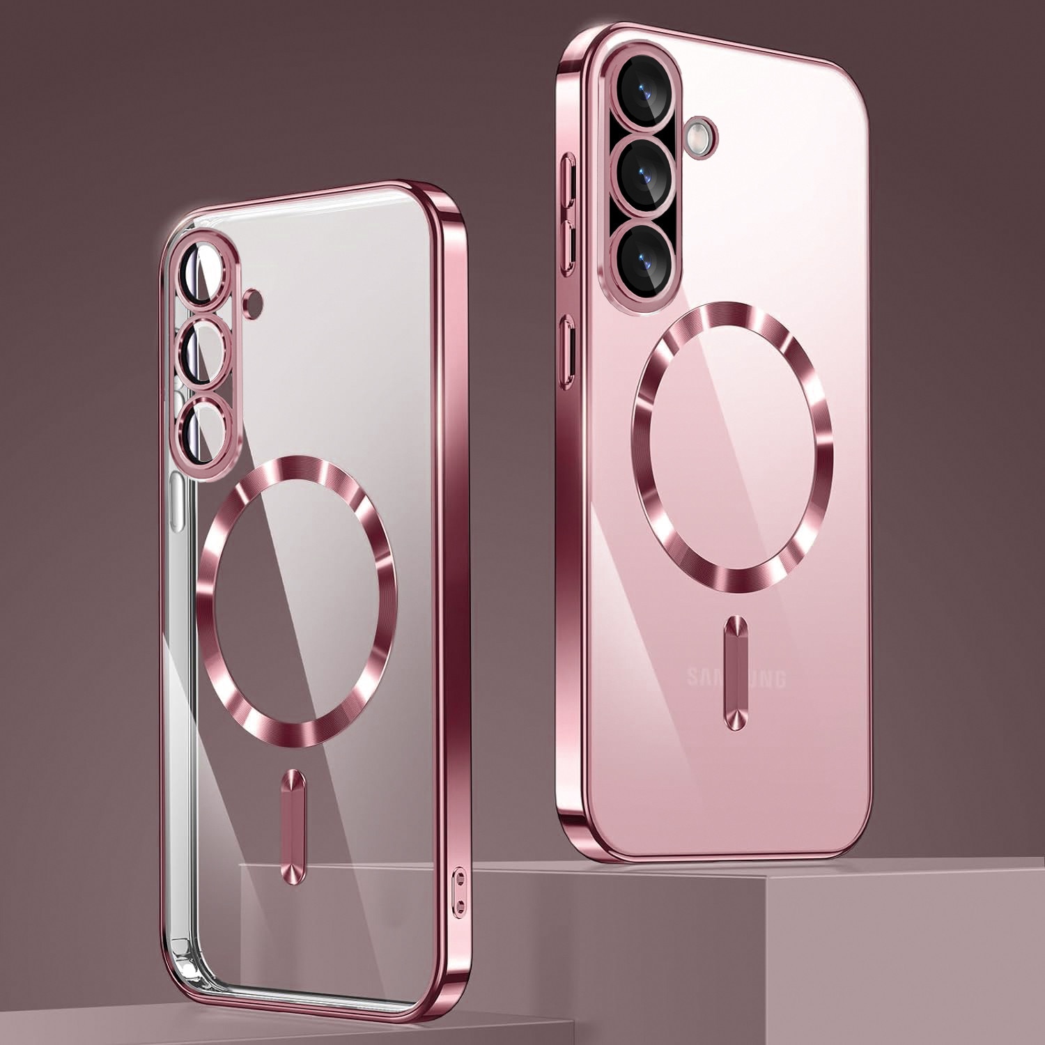 Husa pentru Samsung Galaxy A56, Electro MagSafe, rose gold + Sticla de protectie 0.3mm