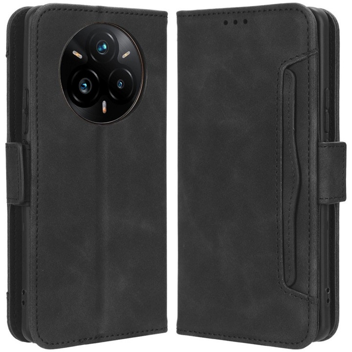 Husa telefon XGSM pentru Realme 14 Pro+ 5G, ecologica, cu slot pentru carduri, neagra