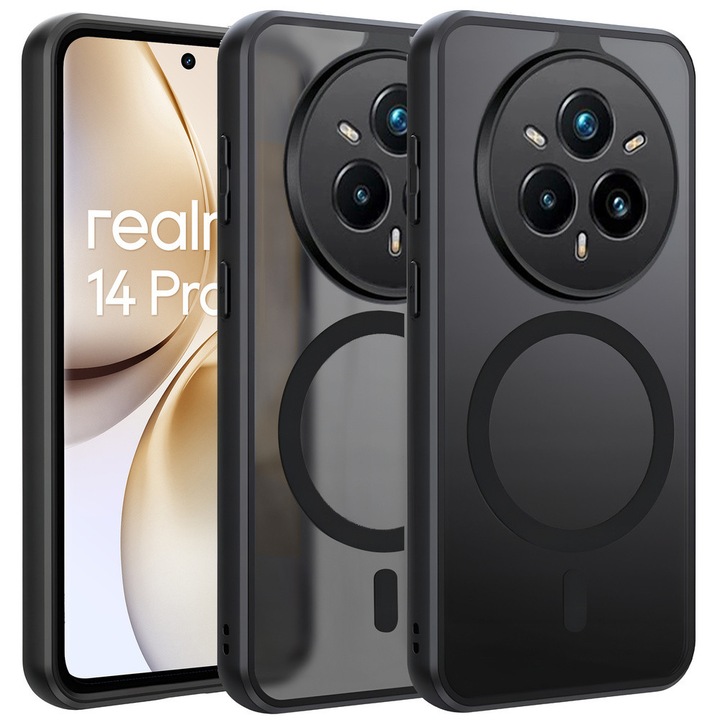 Husa telefon pentru Realme 14 Pro+ 5G, ERBORD, policarbonat, compatibil MagSafe, negru
