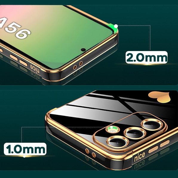 Husa Electro Heart + sticla securizata 9H pentru Samsung Galaxy A56, XGSM, TPU/Plastic, Negru/Auriu