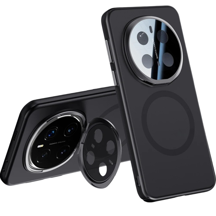 Husa telefon ERBORD pentru Honor Magic 7 Pro, Kickstand, compatibil cu MagSafe, neagra, flexibila, protectie camera