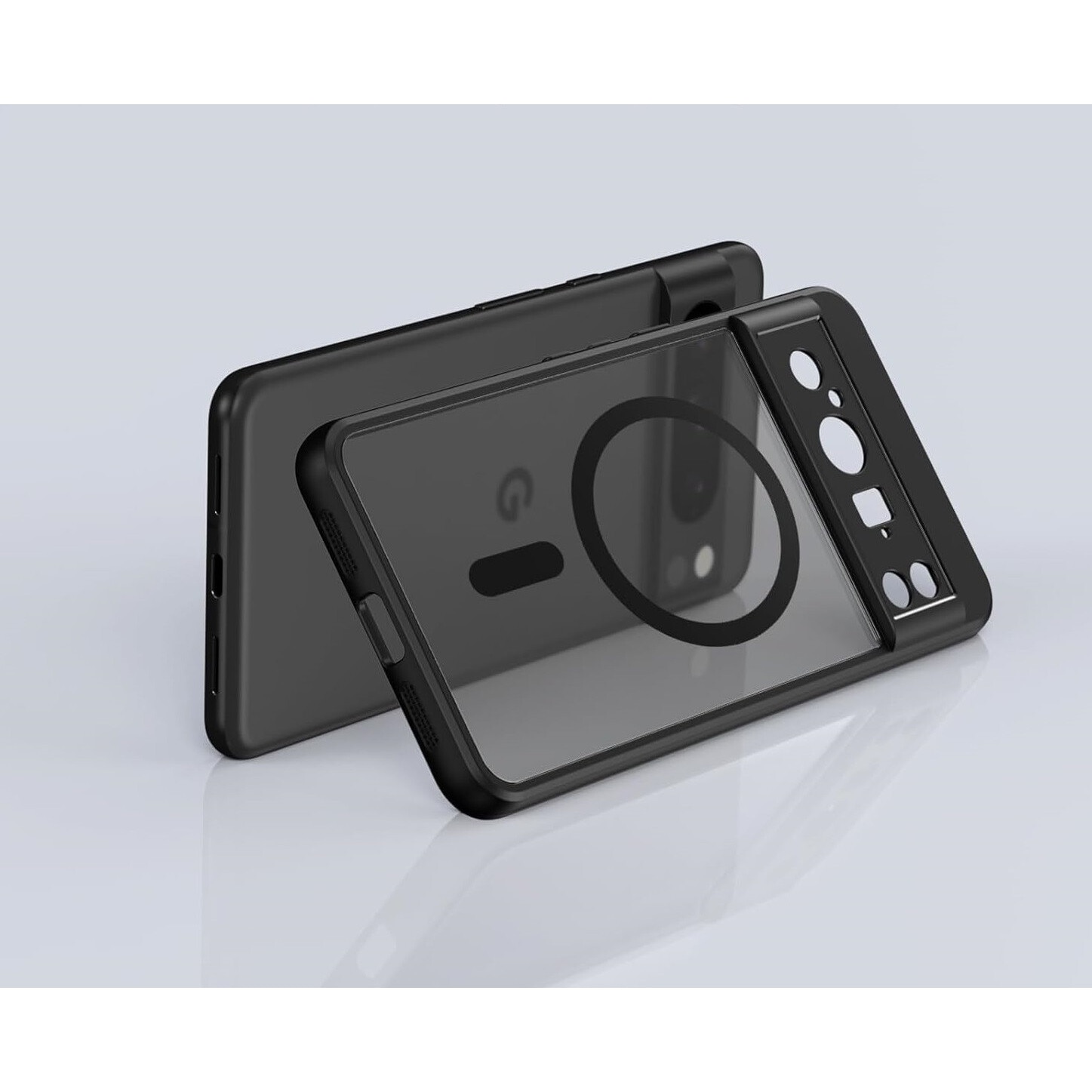 Husa hibrida pentru Google Pixel 8 Pro, ERBORD, TPU/Policarbonat, Negru, MagSafe, set cu sticla securizata