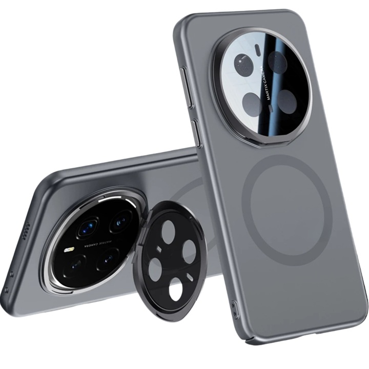 Husa telefon ERBORD pentru Honor Magic 7 Pro, Kickstand, compatibil cu MagSafe, gri, flexibila, protectie camera