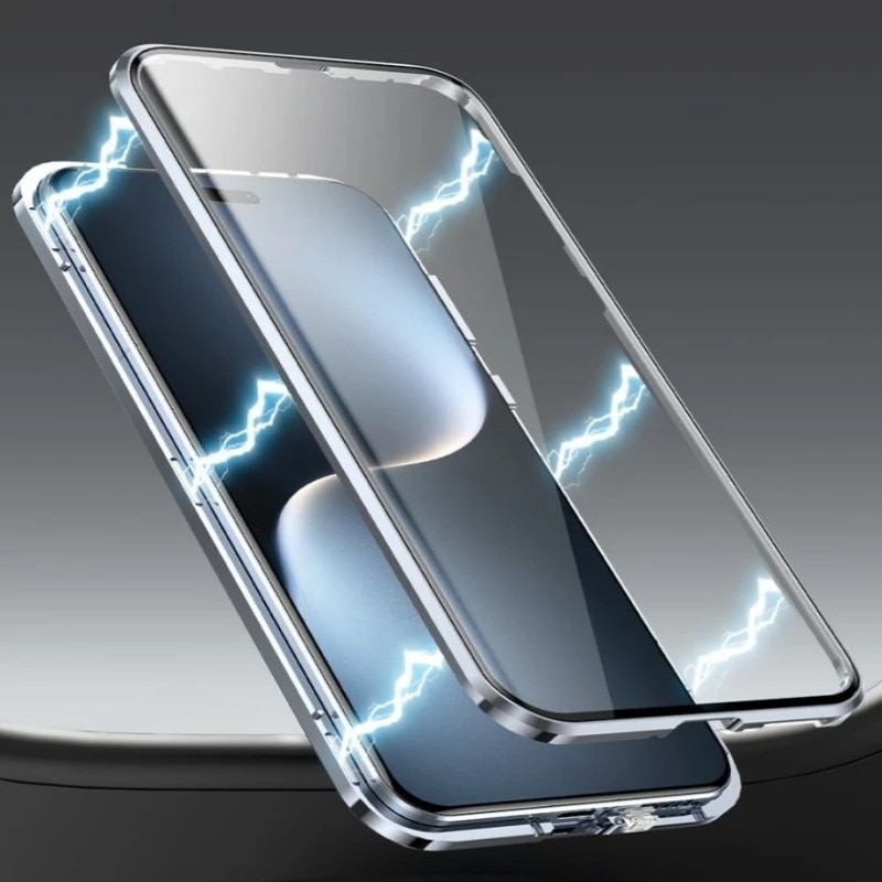 Husa pentru Honor Magic 7 Pro, sticla magnetica duala, argintie