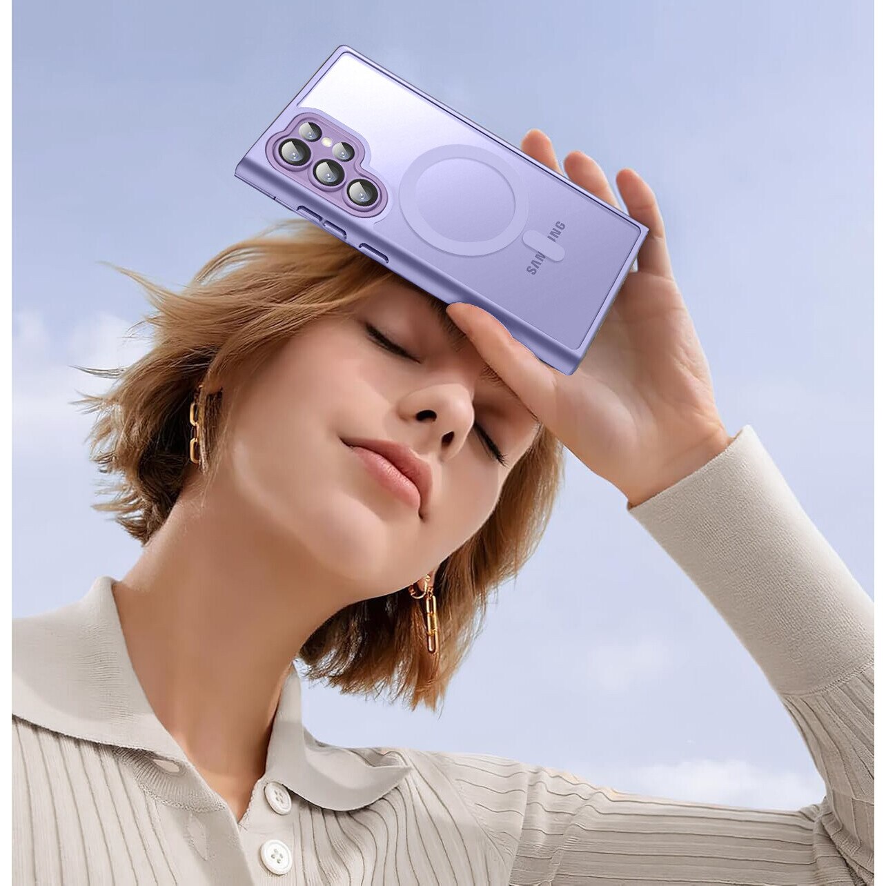 Husa telefon, compatibil cu Samsung Galaxy S25 Ultra, MagSafe, ERBORD, Violet + folie de ecran din sticla