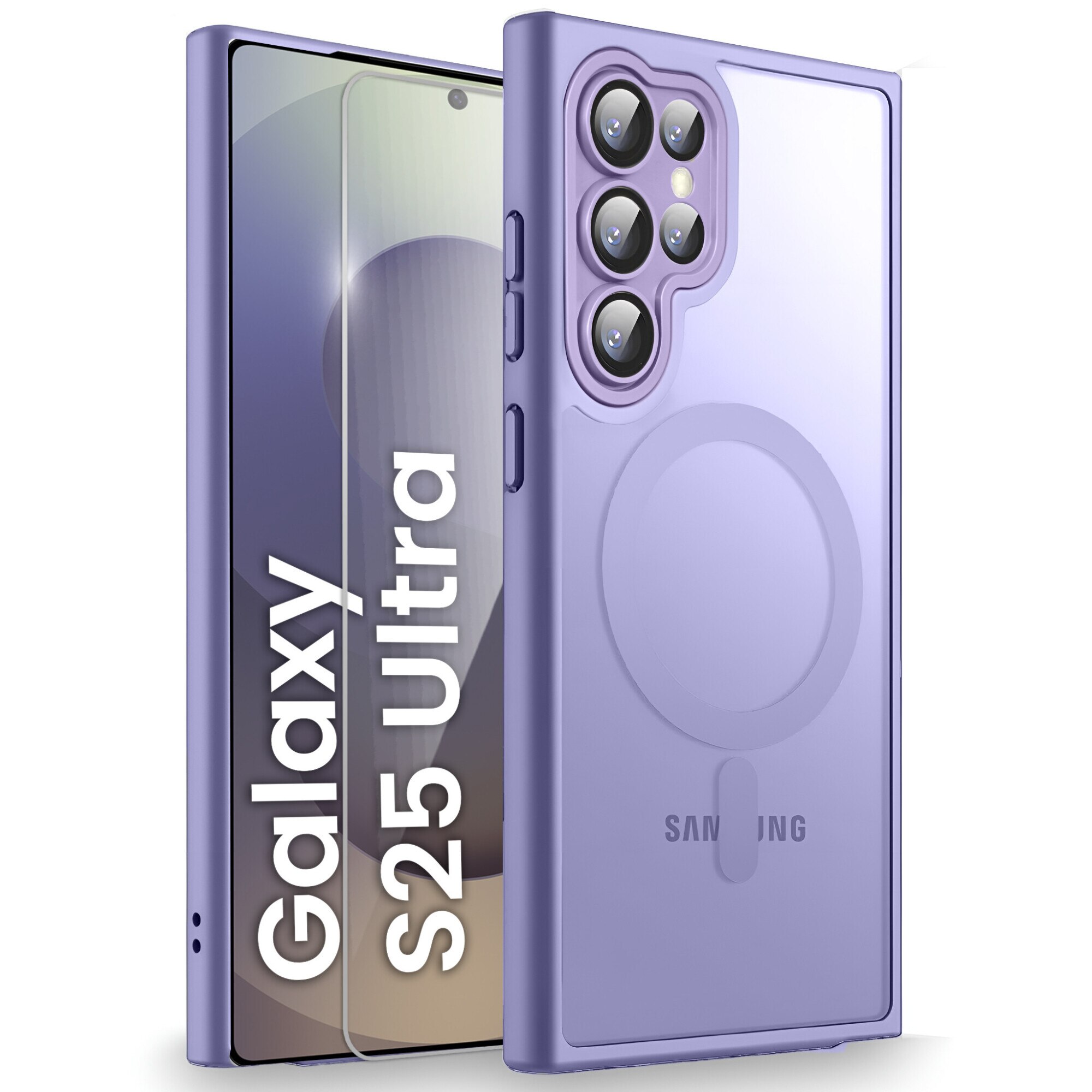 Husa telefon, compatibil cu Samsung Galaxy S25 Ultra, MagSafe, ERBORD, Violet + folie de ecran din sticla