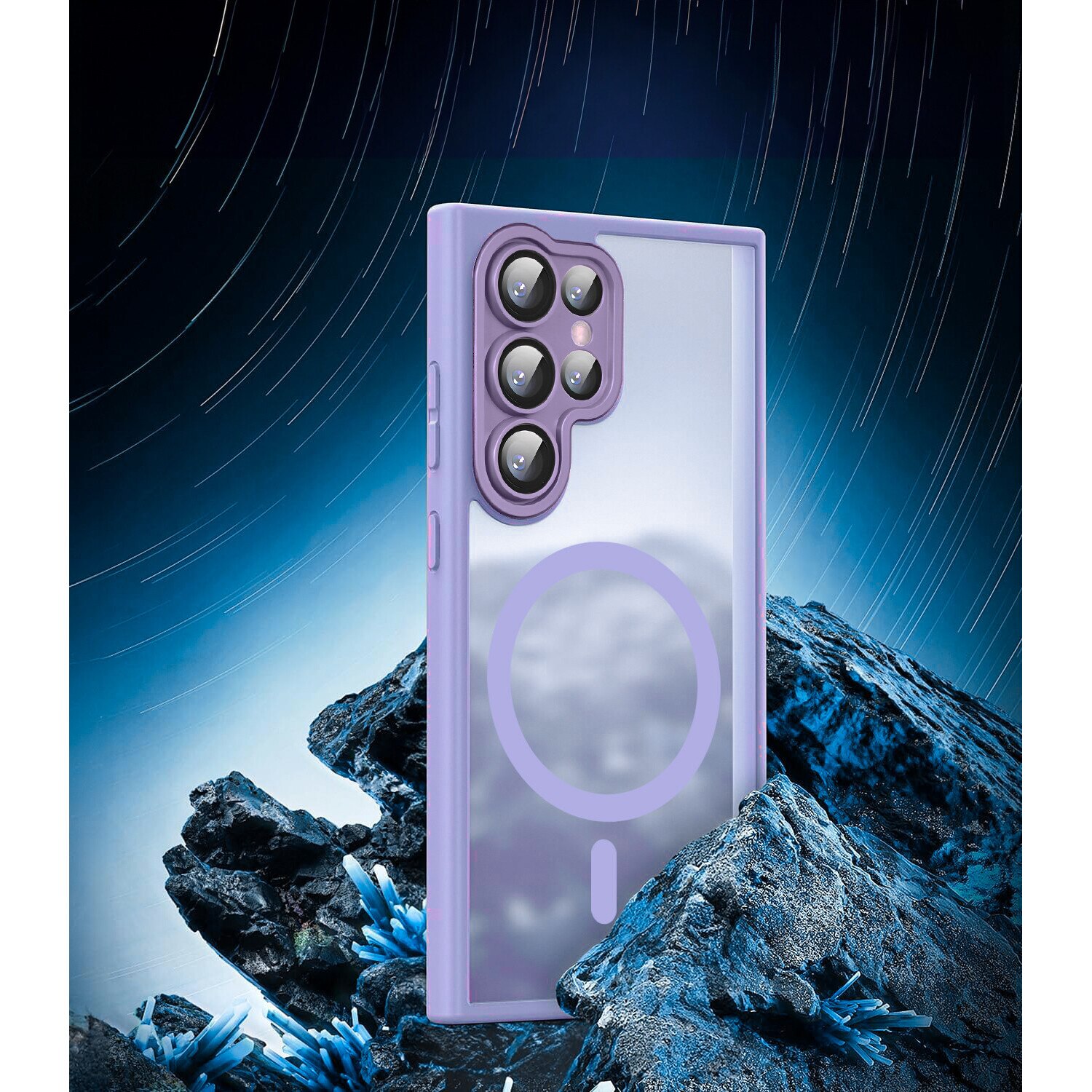 Husa telefon, compatibil cu Samsung Galaxy S25 Ultra, MagSafe, ERBORD, Violet + folie de ecran din sticla