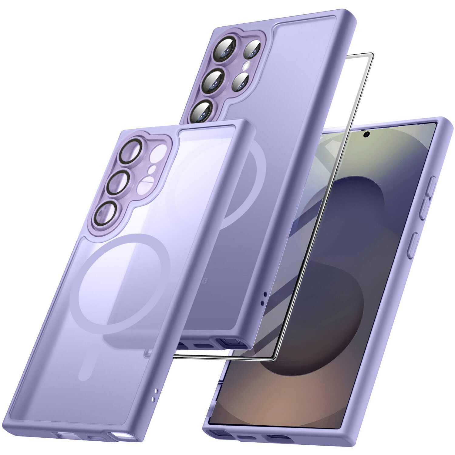 Husa telefon, compatibil cu Samsung Galaxy S25 Ultra, MagSafe, ERBORD, Violet + folie de ecran din sticla