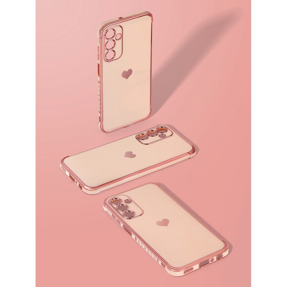 Husa telefon Samsung Galaxy A26, Electro heart, roz rose gold, set cu sticla 9H