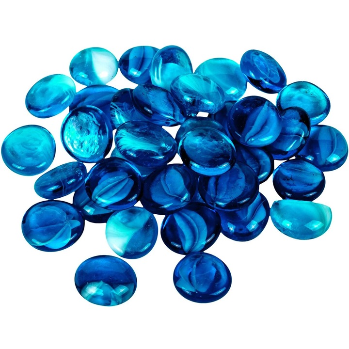 Dekoratív Glass Stones Shiny Blue 300g