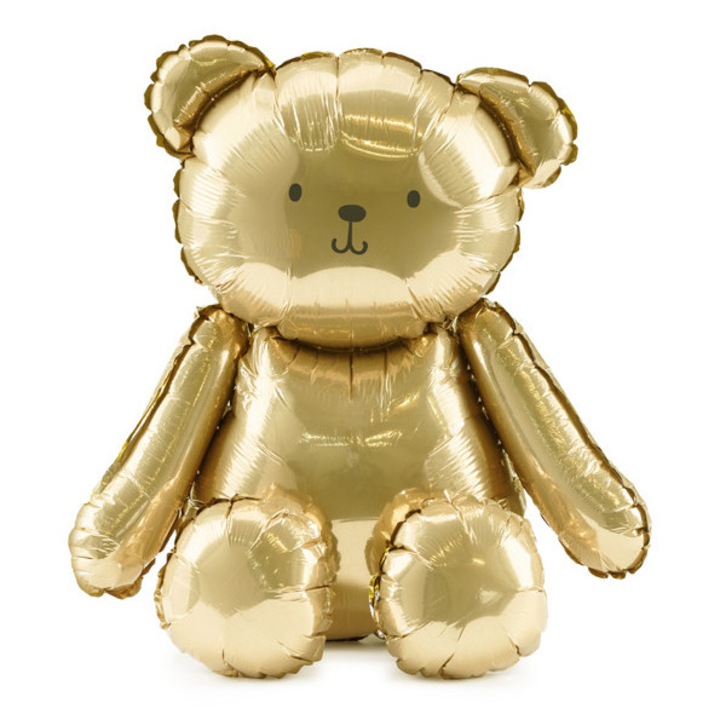 Mackó fóliás léggömb, 38x42 cm, arany