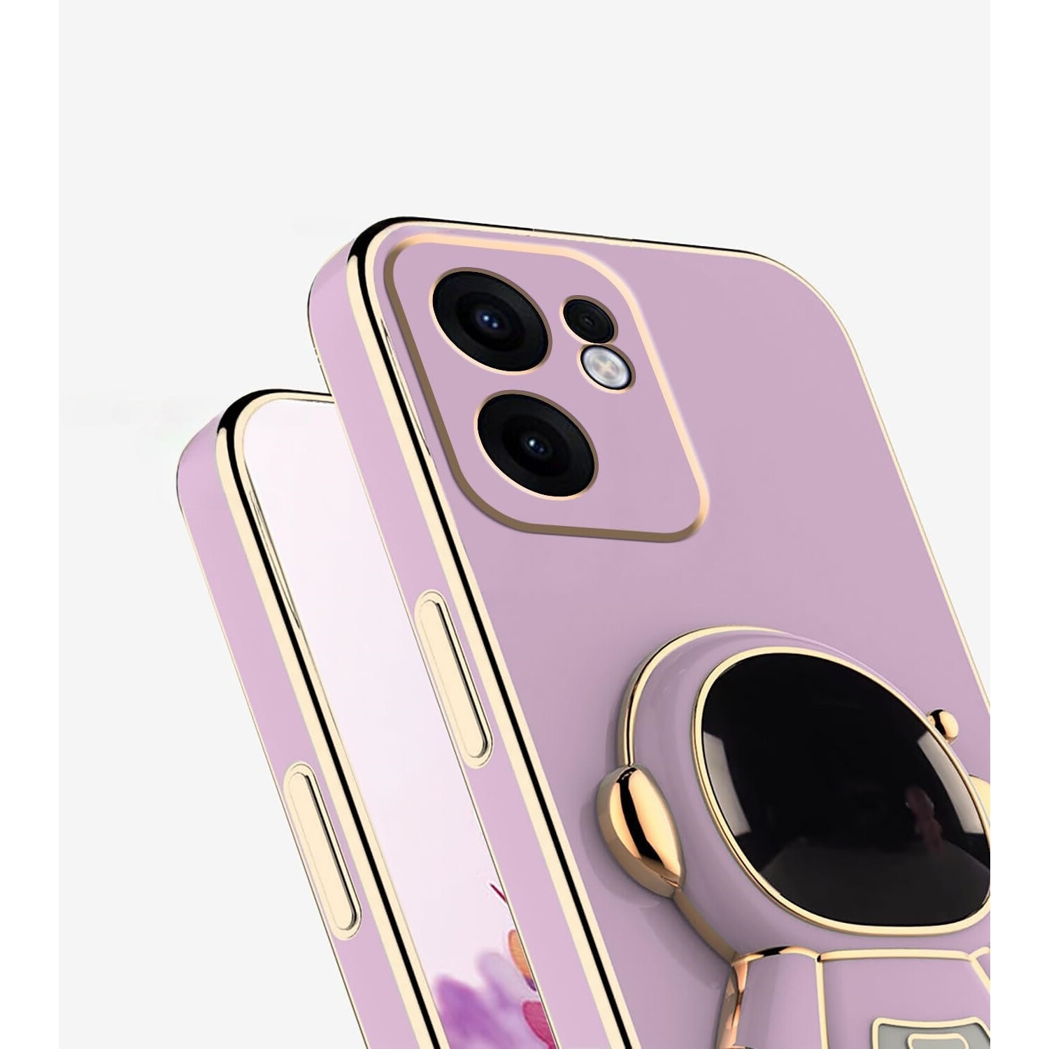 Husa pentru Oppo Reno 13F / Oppo Reno 13FS, Astronaut, Violet, TPU, Suport integrat