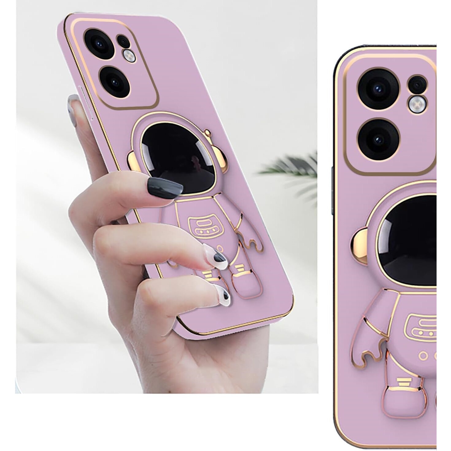 Husa pentru Oppo Reno 13F / Oppo Reno 13FS, Astronaut, Violet, TPU, Suport integrat