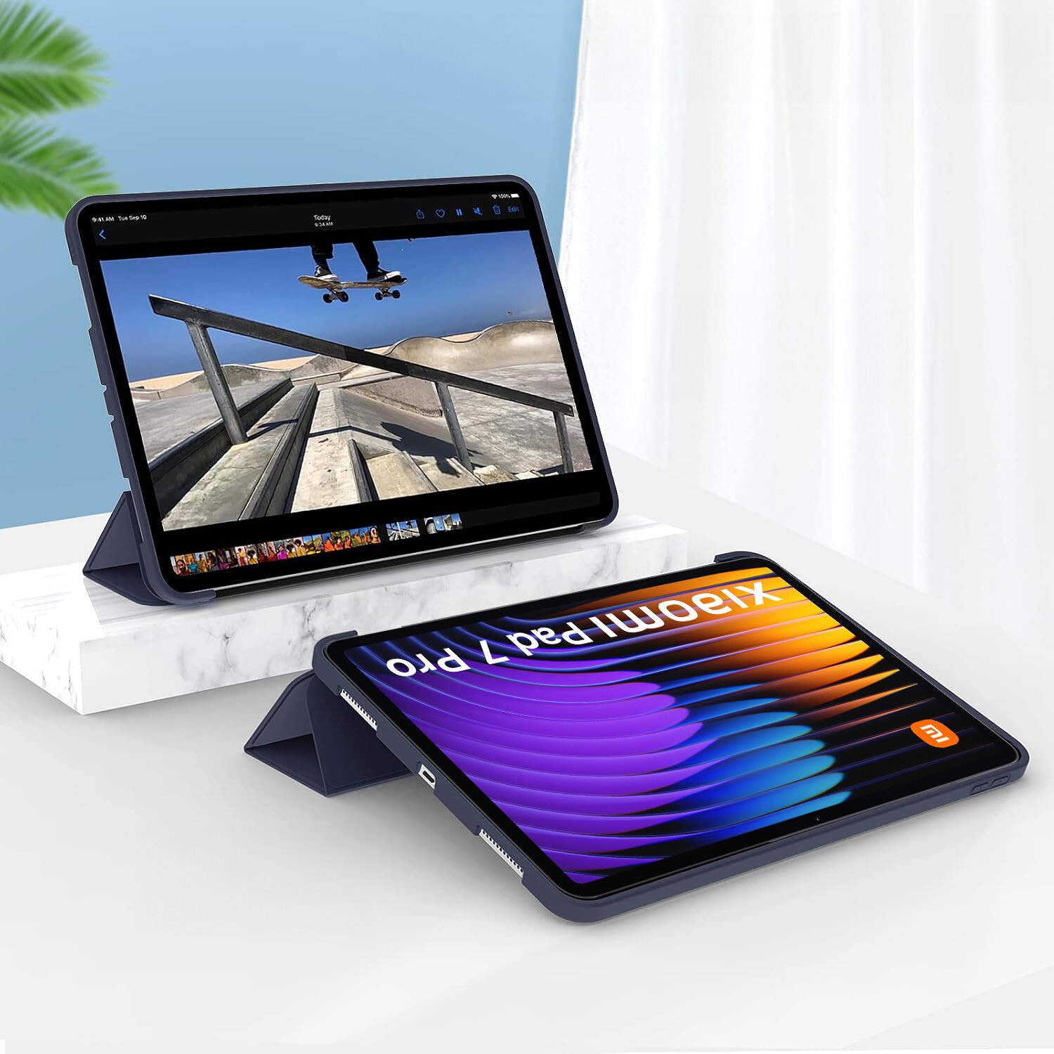 Husa tableta XGSM pentru Xiaomi Pad 7 / 7 Pro, granat, functie stand, material de calitate