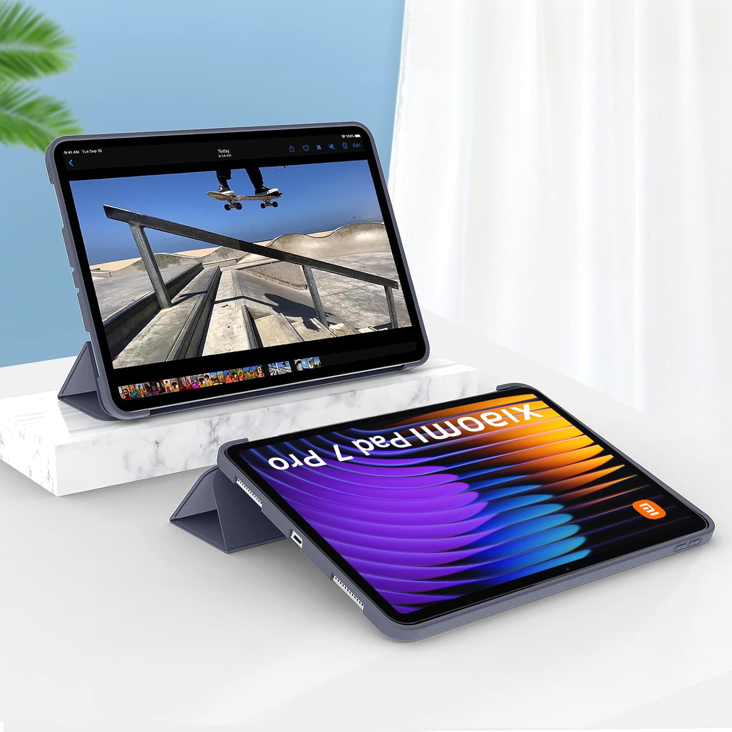 Husa Pentru Tableta, Xgsm, Pad 7/7 Pro, Tripartita, Usoara, Finisaj Mat, Design Elegant, Material Durabil, Protectie Eficienta a Dispozitivului, Functie De Suport, Violet