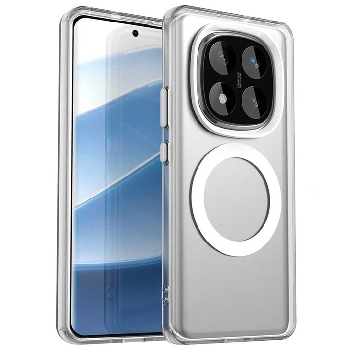 Husa telefon XGSM Fusion Hybrid pentru Xiaomi Redmi Note 14 Pro 5G / Poco X7 5G, transparenta, compatibila cu MagSafe