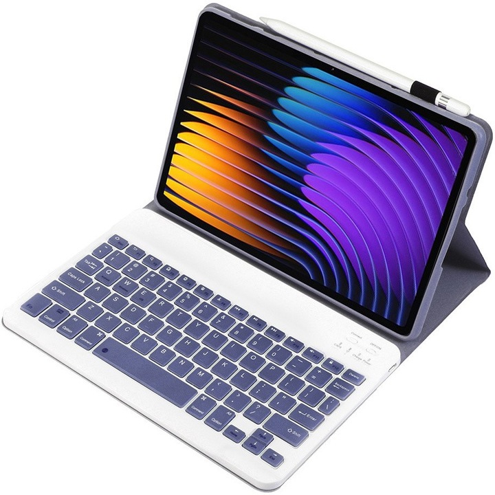 Etui cu tastatura, XGSM, pentru tableta, 2 in 1, violet, compatibil cu Xiaomi Pad 7 / Xiaomi Pad 7 Pro