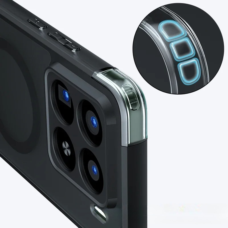 Husa + sticla de protectie pentru Xiaomi 15, ERBORD, TPU/policarbonat, MagSafe, negru