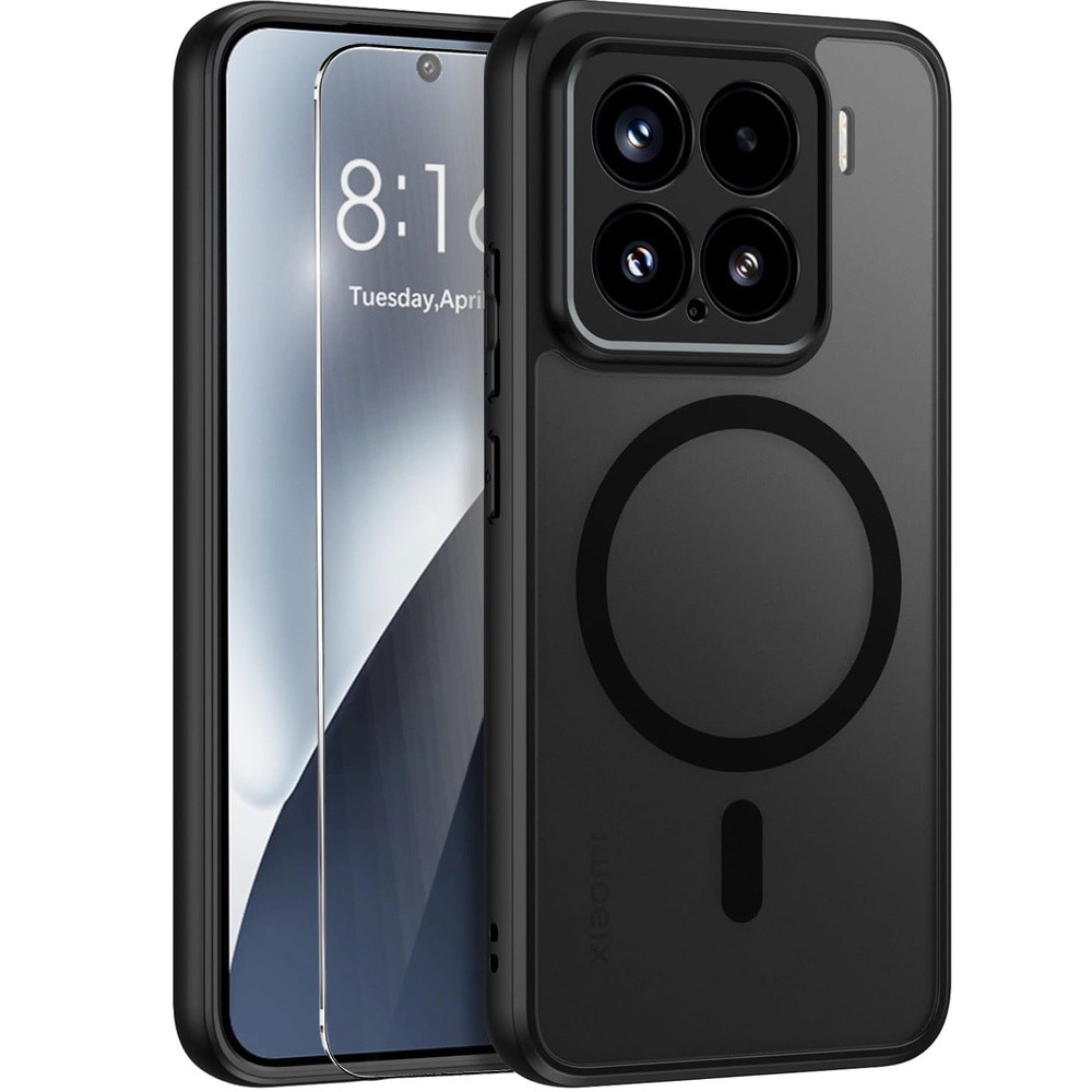 Husa + sticla de protectie pentru Xiaomi 15, ERBORD, TPU/policarbonat, MagSafe, negru