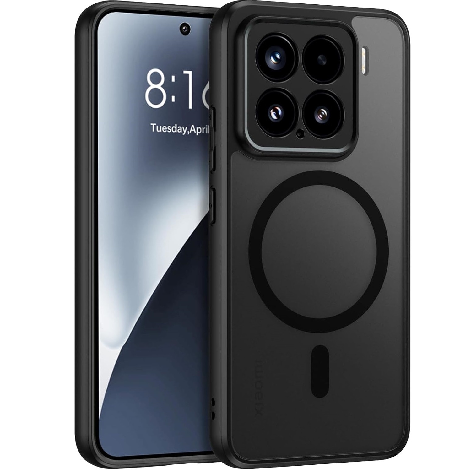 Husa + sticla de protectie pentru Xiaomi 15, ERBORD, TPU/policarbonat, MagSafe, negru