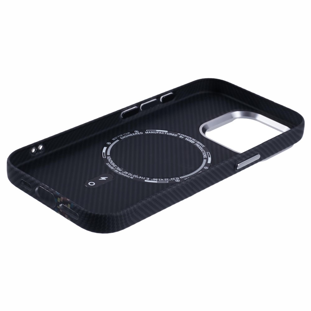 Husa pentru iPhone 15 Pro Max, ERBORD, Carbon Fiber MagSafe, negru
