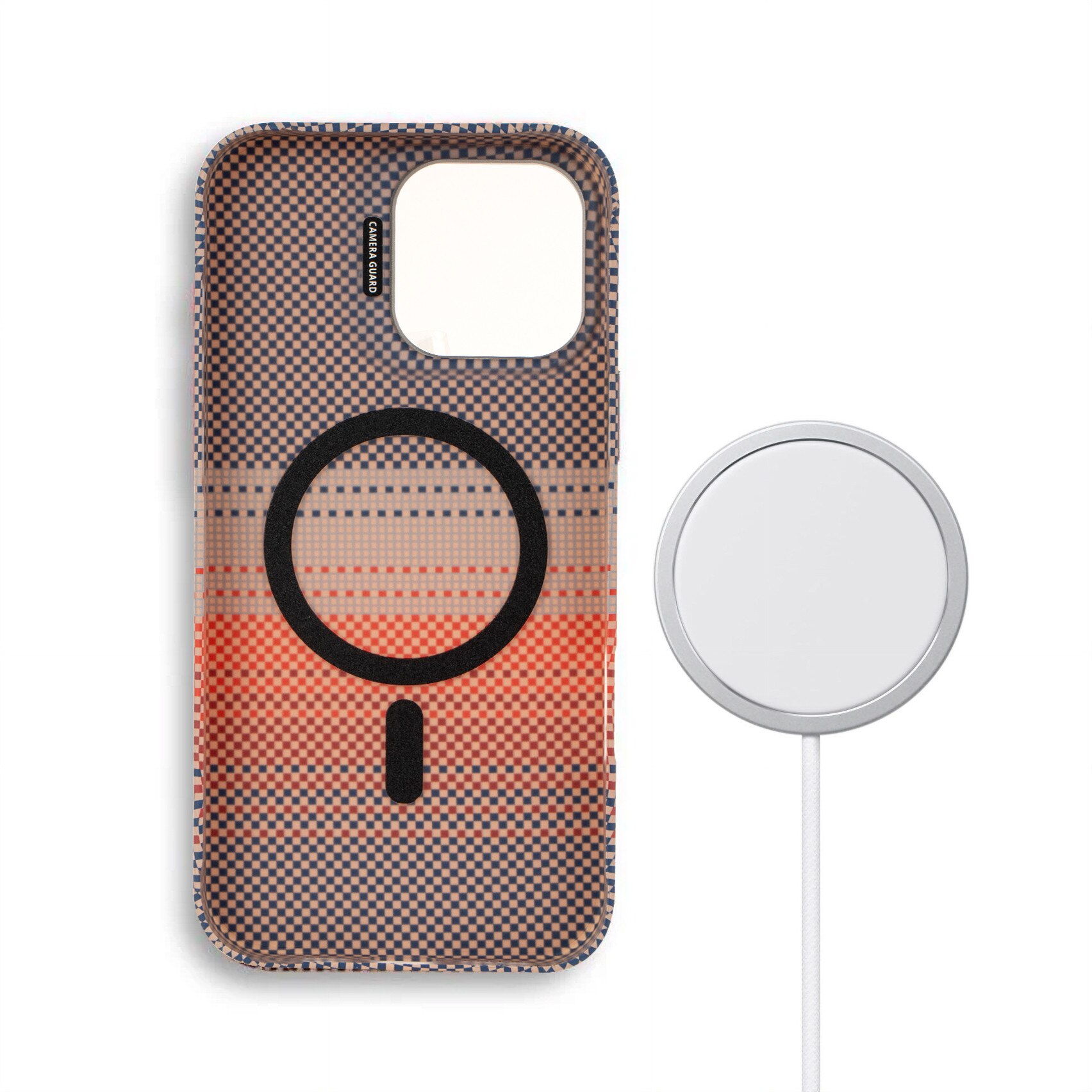 Husa iPhone 15 Pro Max, ERBORD, Frame Kickstand, Sunset Grey, compatibila cu MagSafe