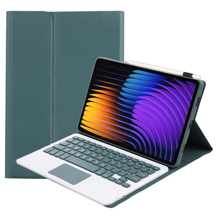 Husa cu tastatura pentru Xiaomi Pad 7 / Xiaomi Pad 7 Pro, TouchPad, verde