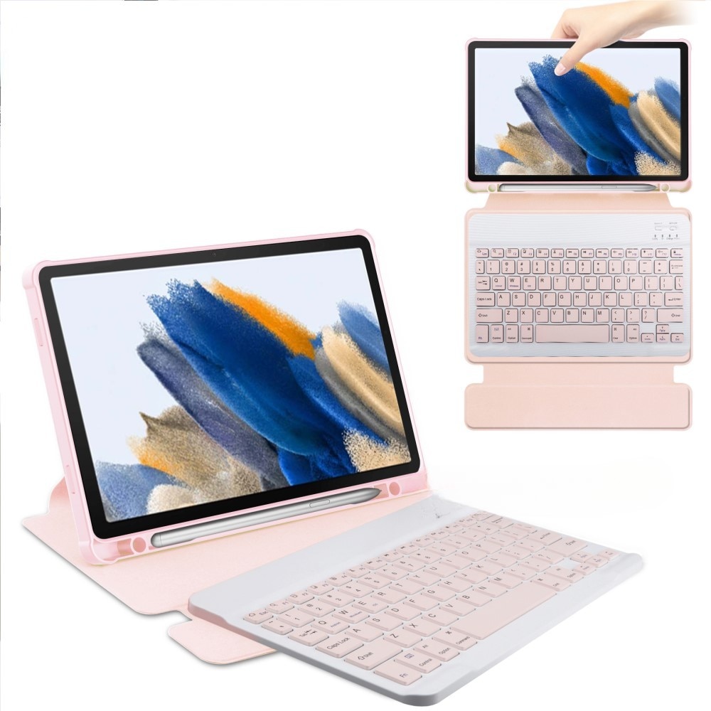 Husa cu tastatura pentru Samsung Galaxy Tab A9+, XGSM, auriu roz