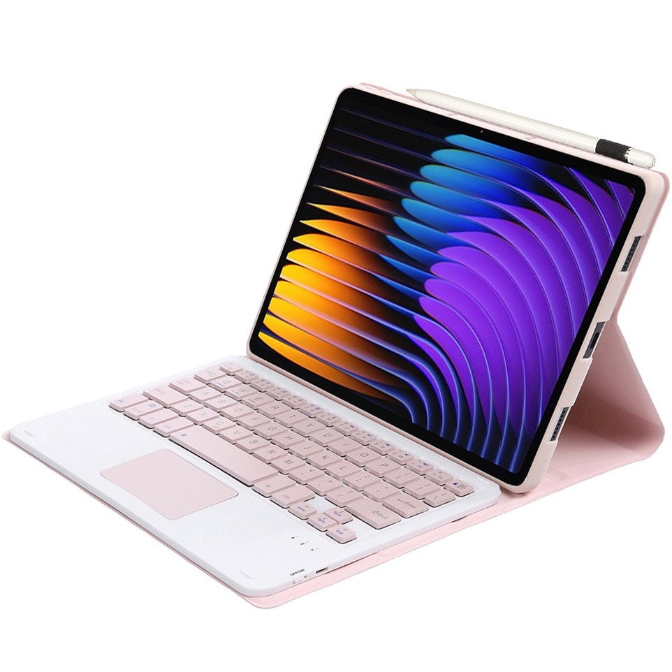 Husa XGSM cu tastatura pentru Xiaomi Pad 7 / Xiaomi Pad 7 Pro, TouchPad, roz