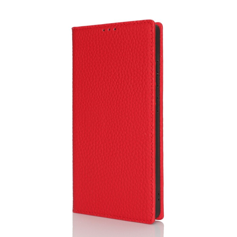 Husa telefon, XGSM, pentru Samsung Galaxy S25 Ultra, piele naturala, rosie, functie stand, inchidere magnetica