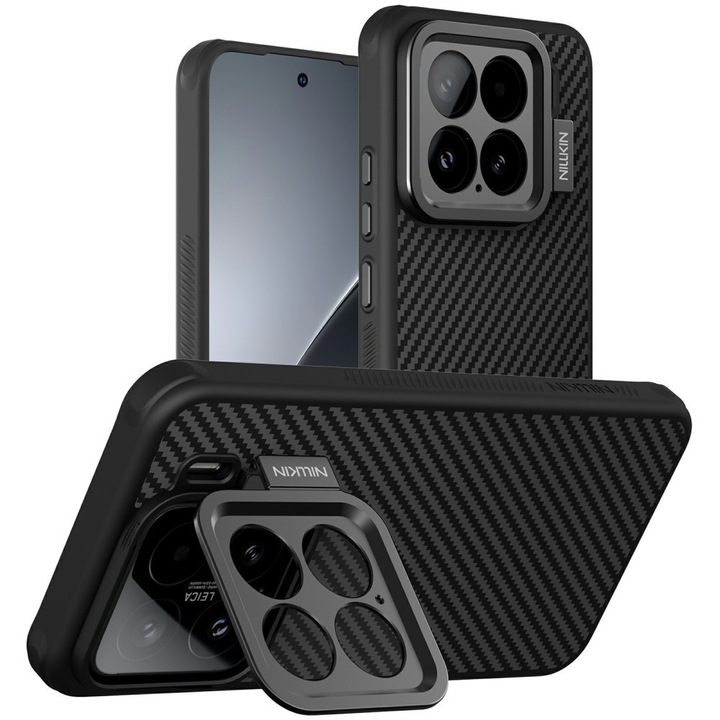 Husa blindata Nillkin CarboProf pentru Xiaomi 15, TPU, protectie pentru camera, MagSafe, negru