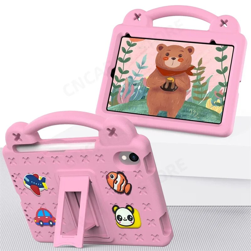 Husa pentru iPad mini 8.3" 2021 (a 6-a generatie) / iPad mini 8.3" 2024 (a 7-a generatie), Cute Patterns, cu suport, roz