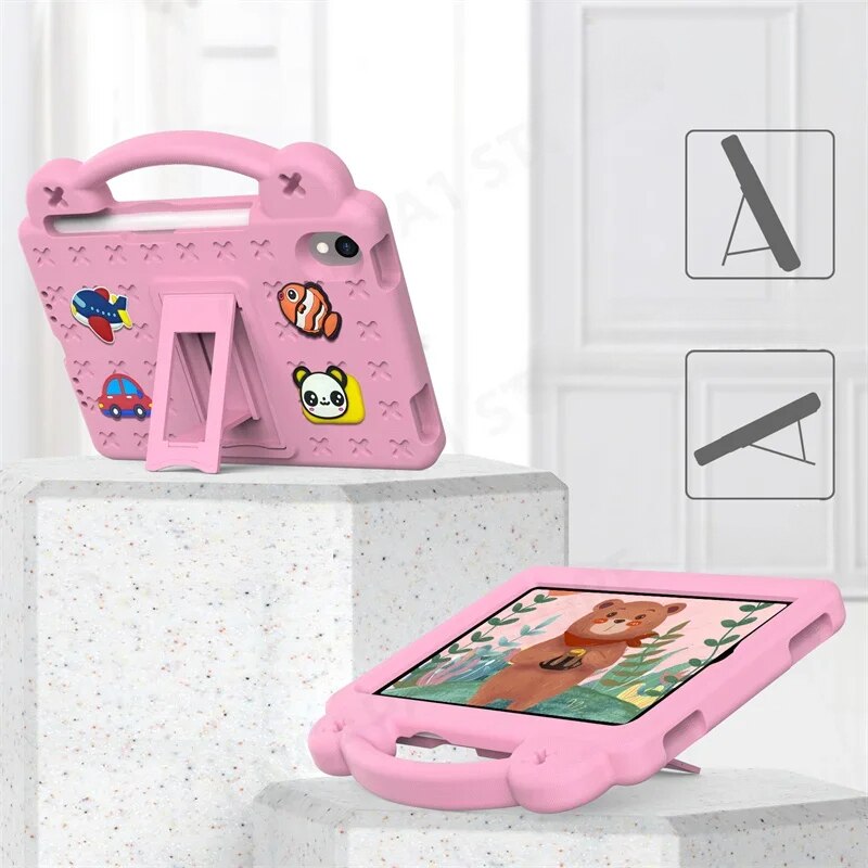 Husa pentru iPad mini 8.3" 2021 (a 6-a generatie) / iPad mini 8.3" 2024 (a 7-a generatie), Cute Patterns, cu suport, roz