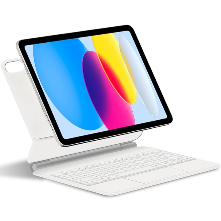 Husa cu tastatură pentru iPad 11" 2025 A16 (a 11-a generatie) / iPad 10,9" 2022 (a 10-a generatie), XGSM, alb