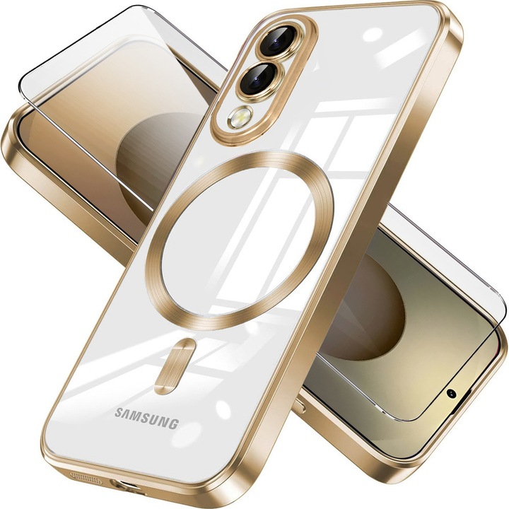 Husa si folie telefon, compatibil cu Samsung Galaxy S25 Edge, MagSafe, XGSM