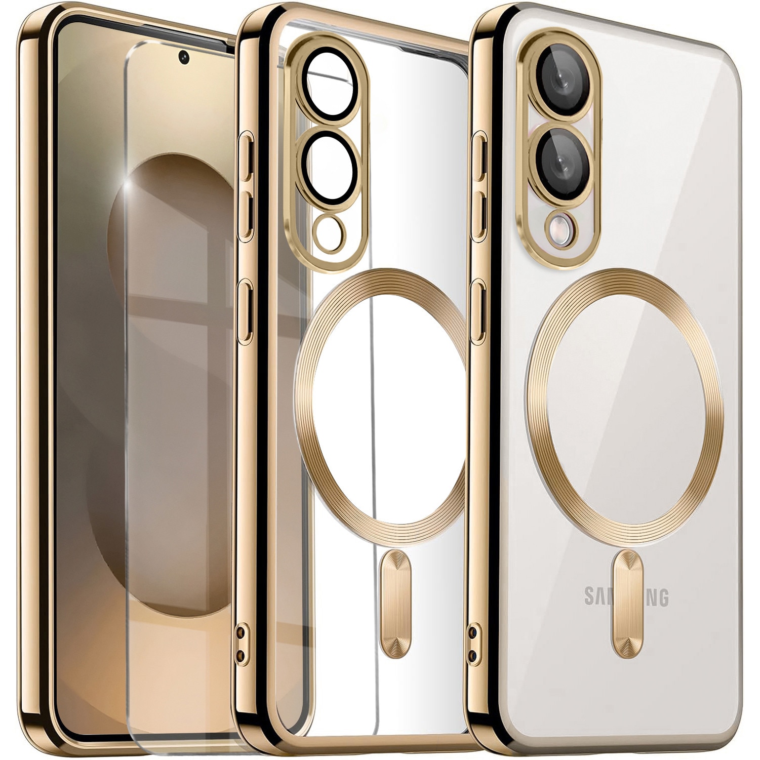 Husa si folie telefon, compatibil cu Samsung Galaxy S25 Edge, MagSafe, XGSM