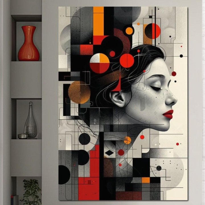 Премиум картина върху платно, LuxCanva® G1125, Архитектура на мисълта, 100 X 150 CM, 100% памучно платно 400g/m2, дървена рамка, Абстрактно, Геометрично, Дигитално, Технология, Душа, Мечтание, Невронно, Връзка, Хол, Спалня