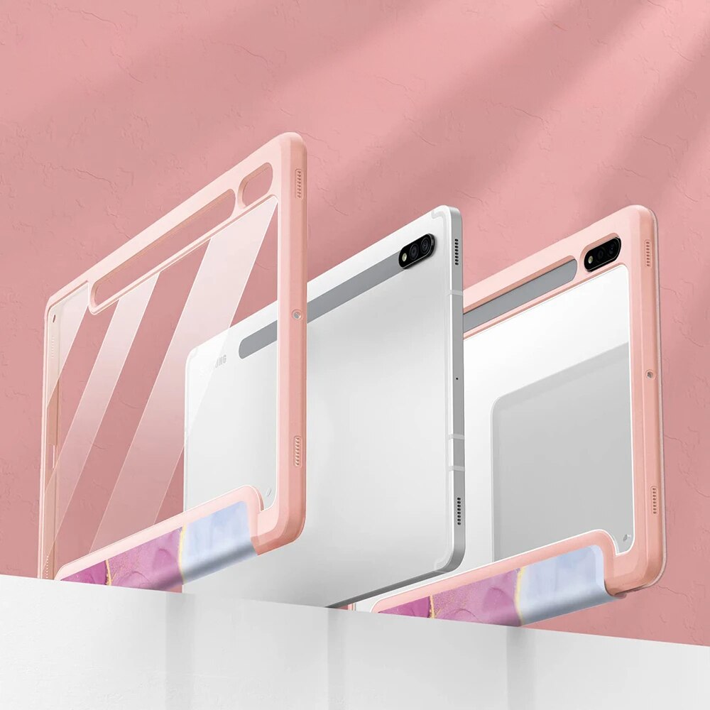 Husa pentru Samsung Galaxy Tab S9 FE / S10 FE, Smartcase Hybrid, cu suport pentru stylus, roz marmura