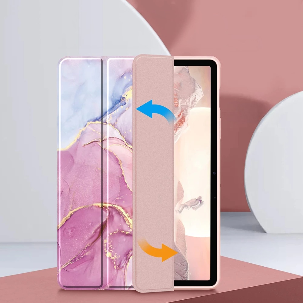 Husa pentru Samsung Galaxy Tab S9 FE / S10 FE, Smartcase Hybrid, cu suport pentru stylus, roz marmura