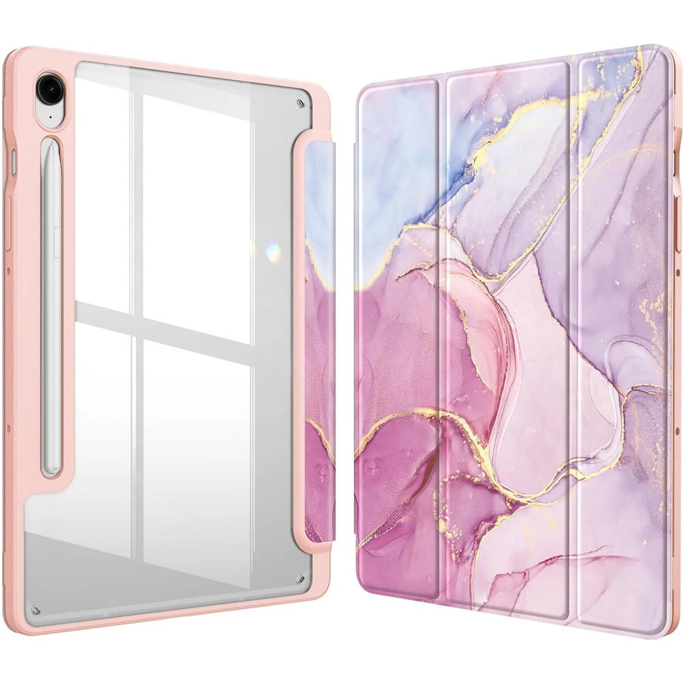 Husa pentru Samsung Galaxy Tab S9 FE / S10 FE, Smartcase Hybrid, cu suport pentru stylus, roz marmura