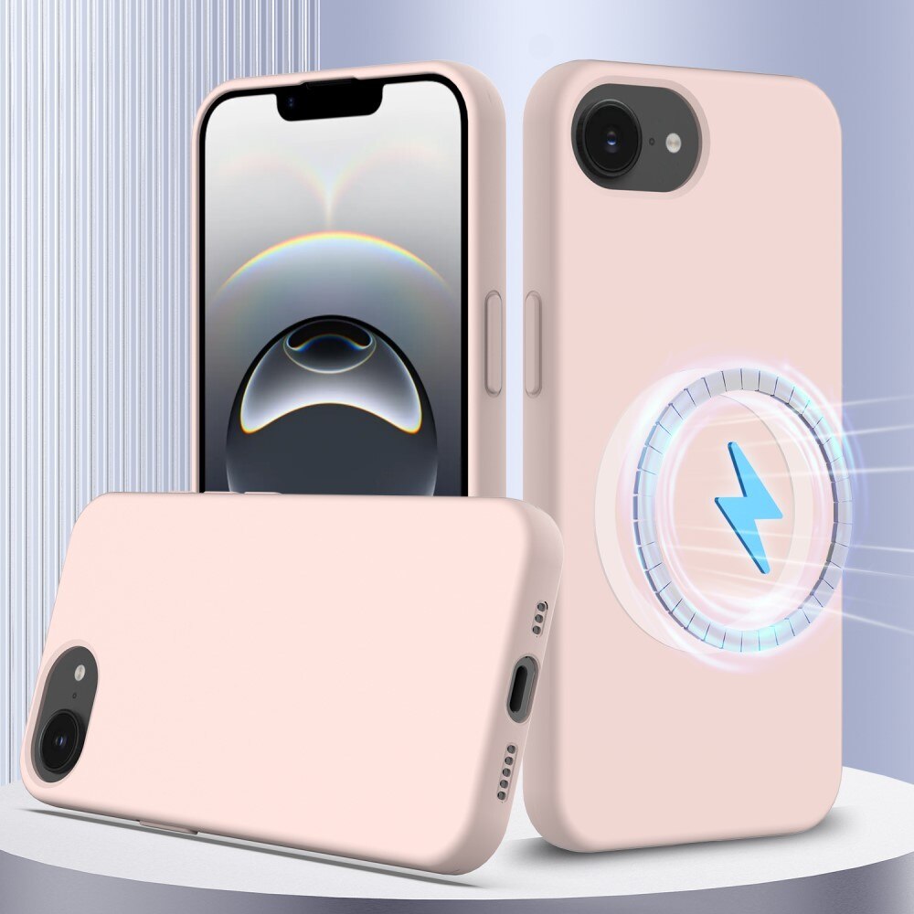 Husa pentru iPhone 16e, MagSafe din silicon, roz